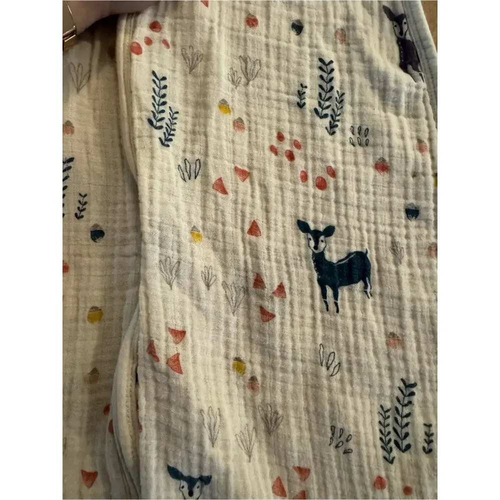 1st Laugh Organic Cotton Muslin Sleep Sack Deer Print Baby Wearable Blanket